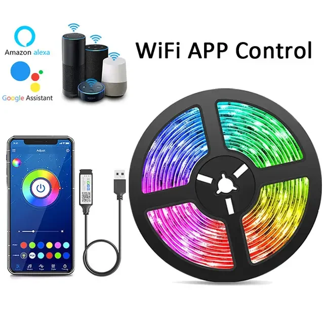 12 В низкое напряжение Wi-Fi Smart RGB светодиодные Рождественские полосы музыкальный свет с USB голосовым управлением Bluetooth водонепроницаемый