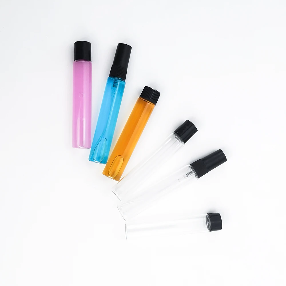 Empty Glass Tube Sample Vials 10ml 10 ml Clear Small rollon perfume spray glass vial with stopper cap