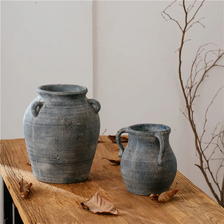 Home & garden supplies indoor dried flower decorative vases antique blue terra cotta vase vintage vase for flowers