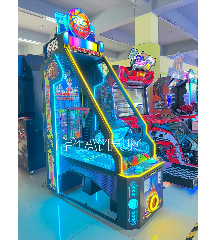 2024 New Coin Operated Kids Arcade Teen King  Sports Basketball Shooting Game Machine with 42inch LCD Video