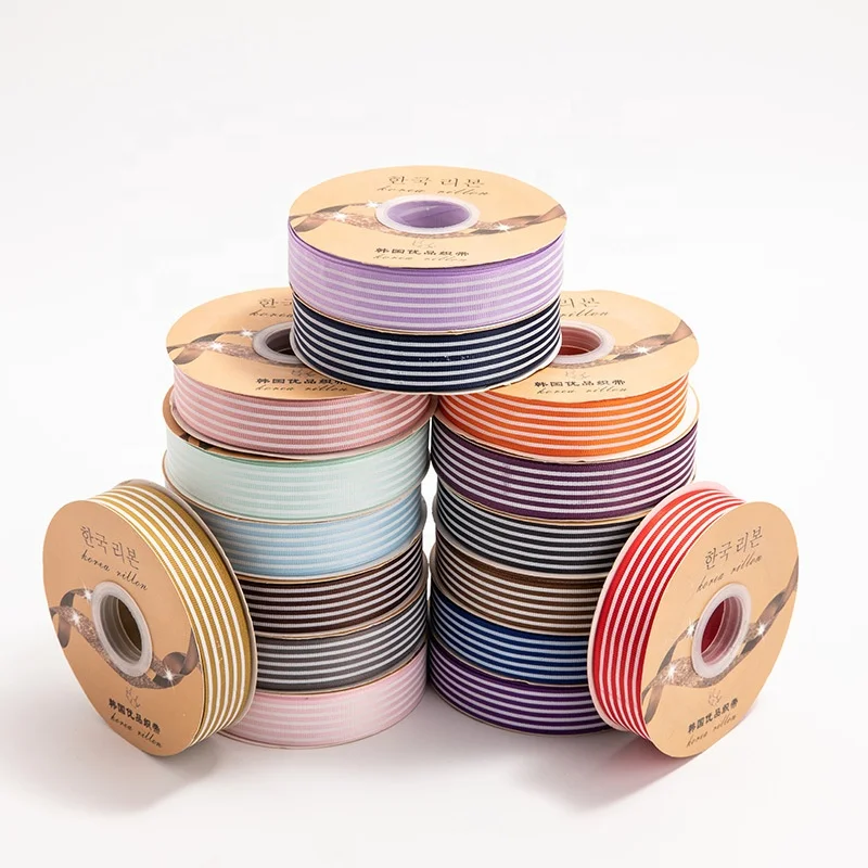 Hot sale retail diy gift grosgrain knitting striped webbing Decorative Grosgrain Ribbon Wholesale