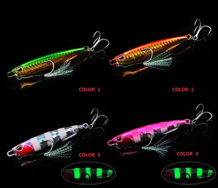 ZHUO RUN 10g15g20g30g40g50g60g Lead Fishing Baits Metal Jig Lure Luminous Fishing Lure Hard Slow Jig Lure