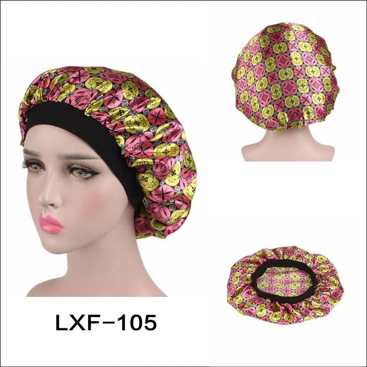 Soft Day And Night Cap For Hair Bonnet Wide Band Sleeping Cap Supplier Night Sleep Hair Head Cover Wide Band Elastic Hat