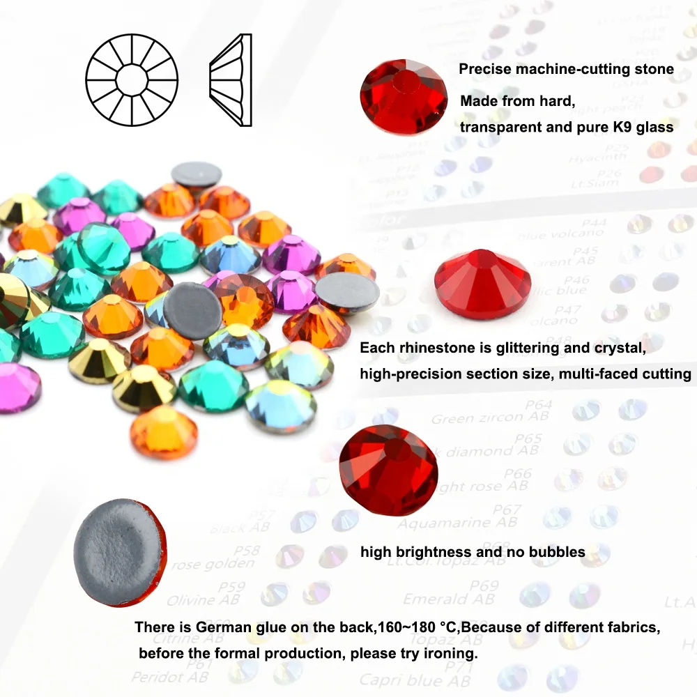 Wholesale Big Package Rhinestone in Bulk Lt.siam AB Hotfix Flat Back Glass Rhinestones For Clothes