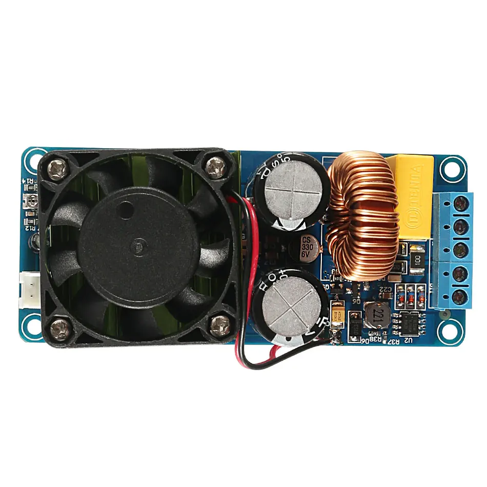 IRS2092S 500W Mono Channel Digital Amplifiers Board Classed D HIFI Power Amp Module with Cooling Fan DIY Kits for Arduino