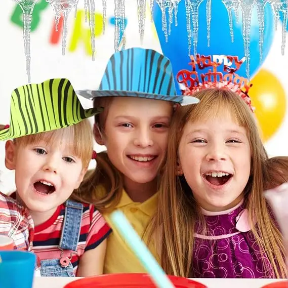 Novelty Place Party Stars Neon Color Animal Print Plastic Party Hats for Kids Teens and Adult