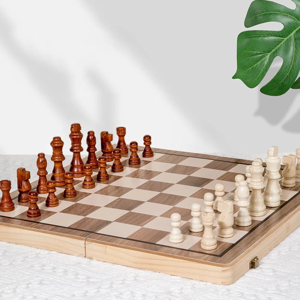 Custom chess board Wooden 2-In-1 Folding Chess Set 39*39cm Magnetic Chess Competitive Educational Board Games