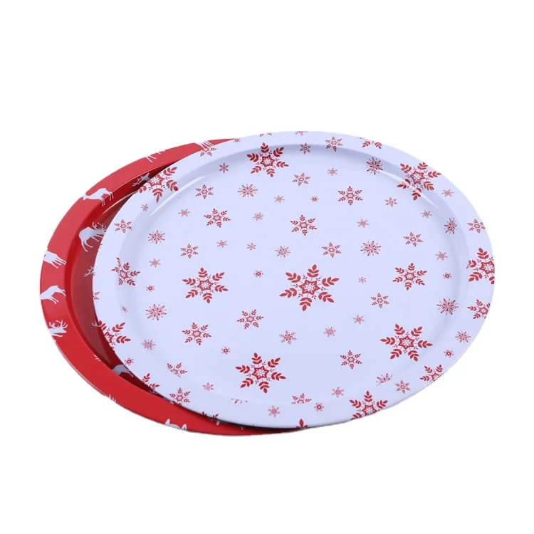 Wholesale round tin food tray fruit printed food tin tray