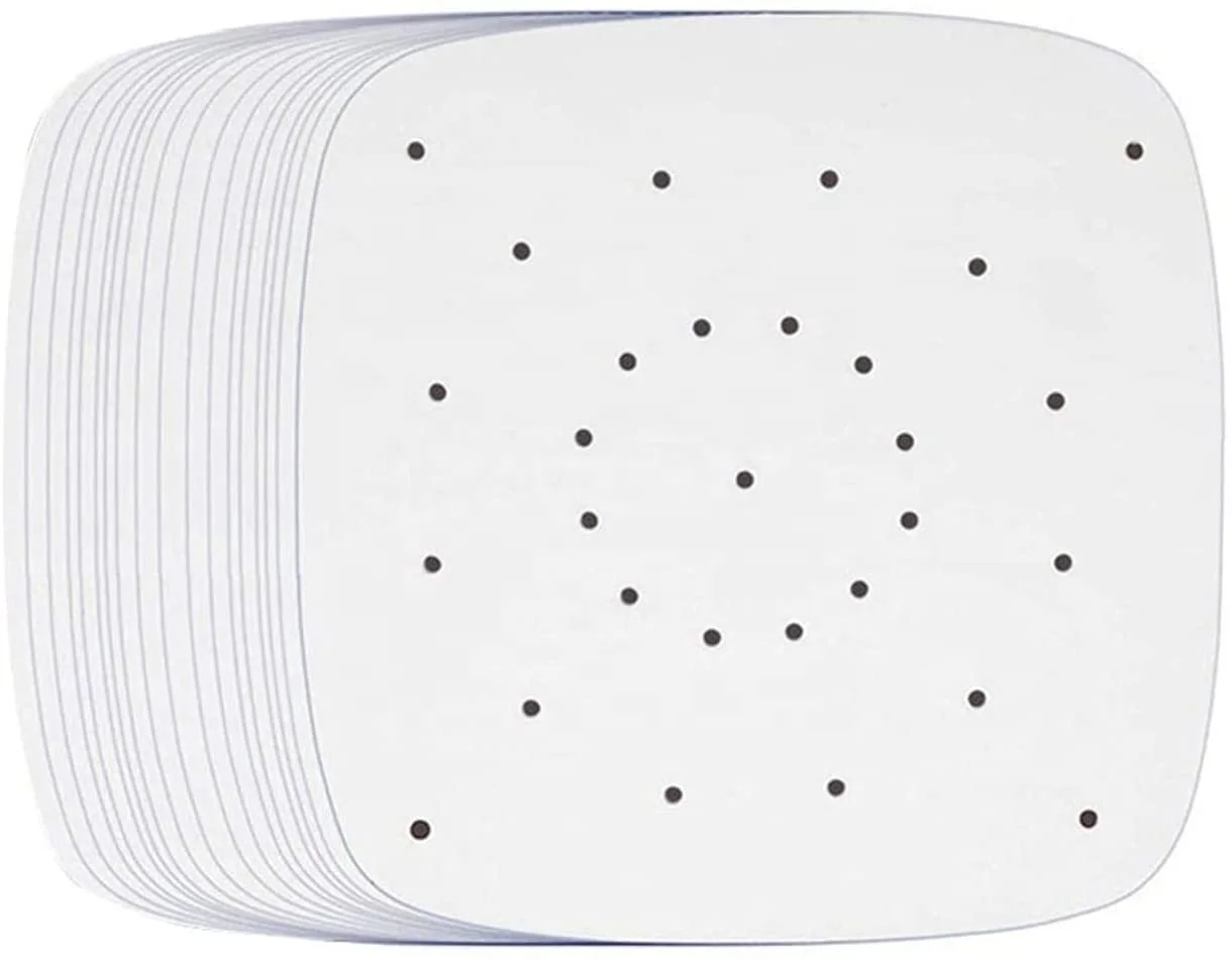 8 Inches 100 Sheets of Square Perforated Silicone Oil Non-Stick Multi-Size Air Fryer Parchment Paper Steamer Paper