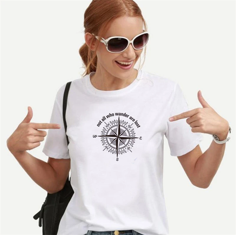 
Amazon ebay wish Graphic Tees Not all who wander are lost Hot sell T shirt 