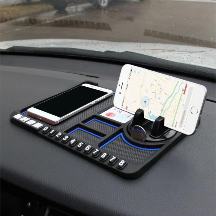 Multi-function car mobile phone bracket car non-slip pad bracket storage pad temporary parking number plate bracket