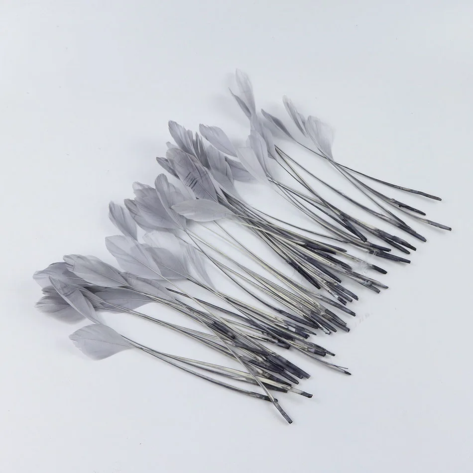 100pcs/pack High Quality  Handmade Trimmed Goose Biot  Feather Stripped White Geese Plumes Feather for Clothes Diy Decoration