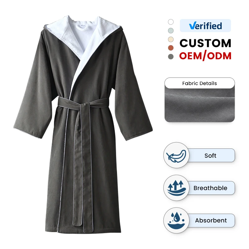 Professional Manufacturer Custom Logo 100% Pure Cotton Luxury Designer Wedding Sleep Hotel Spa Waffle Robes Bathrobe
