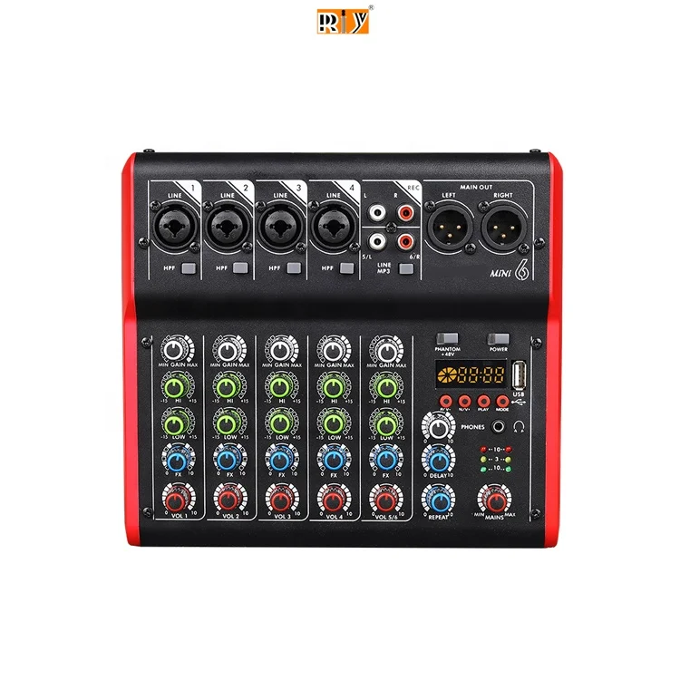 MINI6 Sound Mixer USB 6 Channel Audio Power Mixer For Stage Karaoke