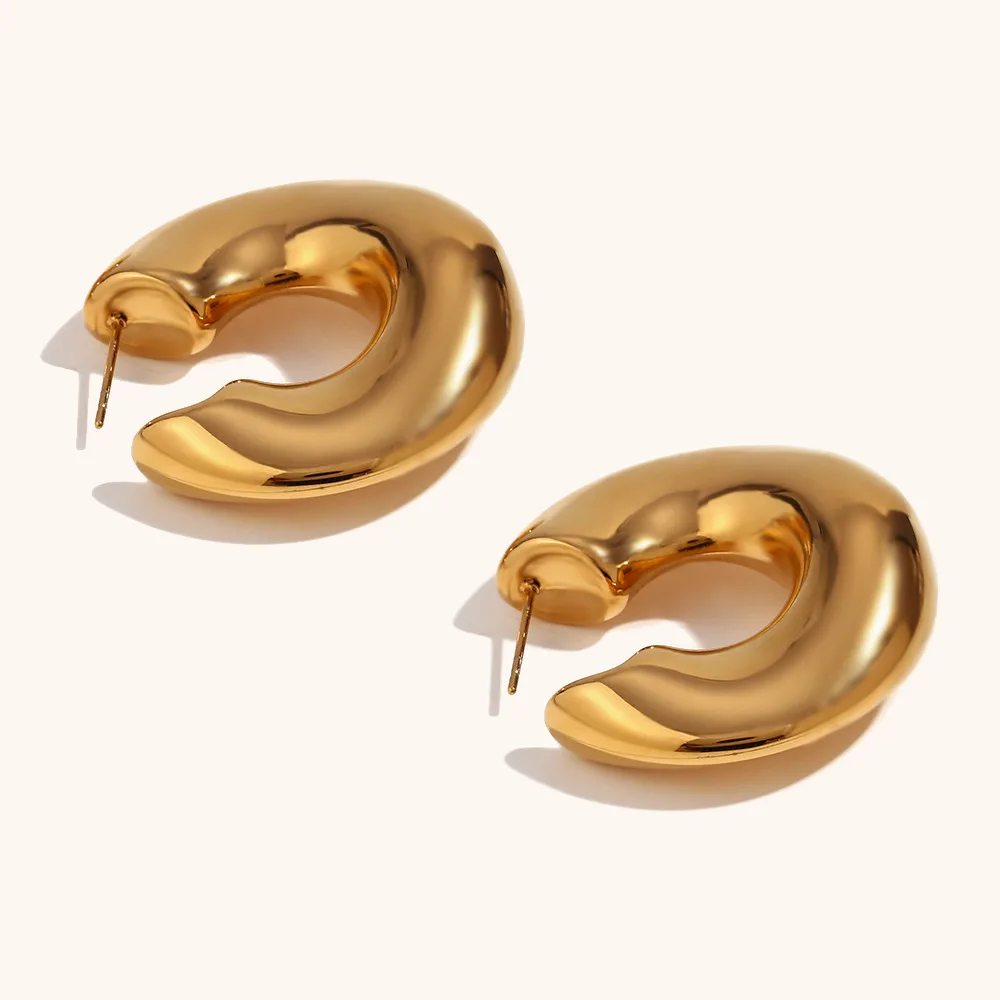 New Copper Geometric Creative Chunky Earrings Minimalist Metal High Quality 18k Gold Plated Earrings Statement Jewelry