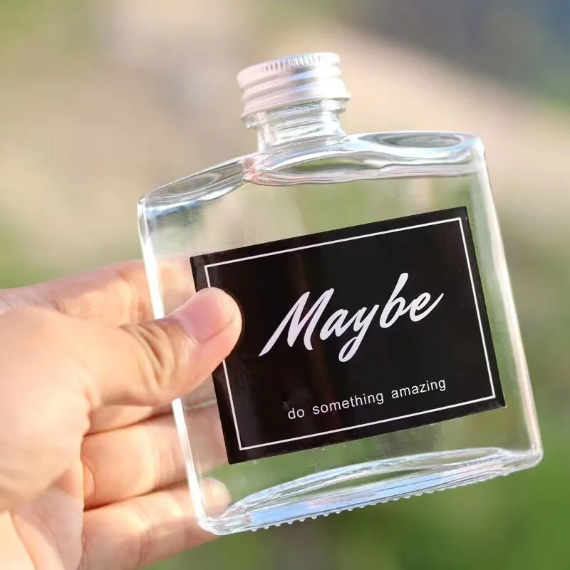 China Manufacturer Hip Flask Small Glass Bottles For Skin Care Shot Glass Bottle Body Cream Square Bottle for Shower Cream