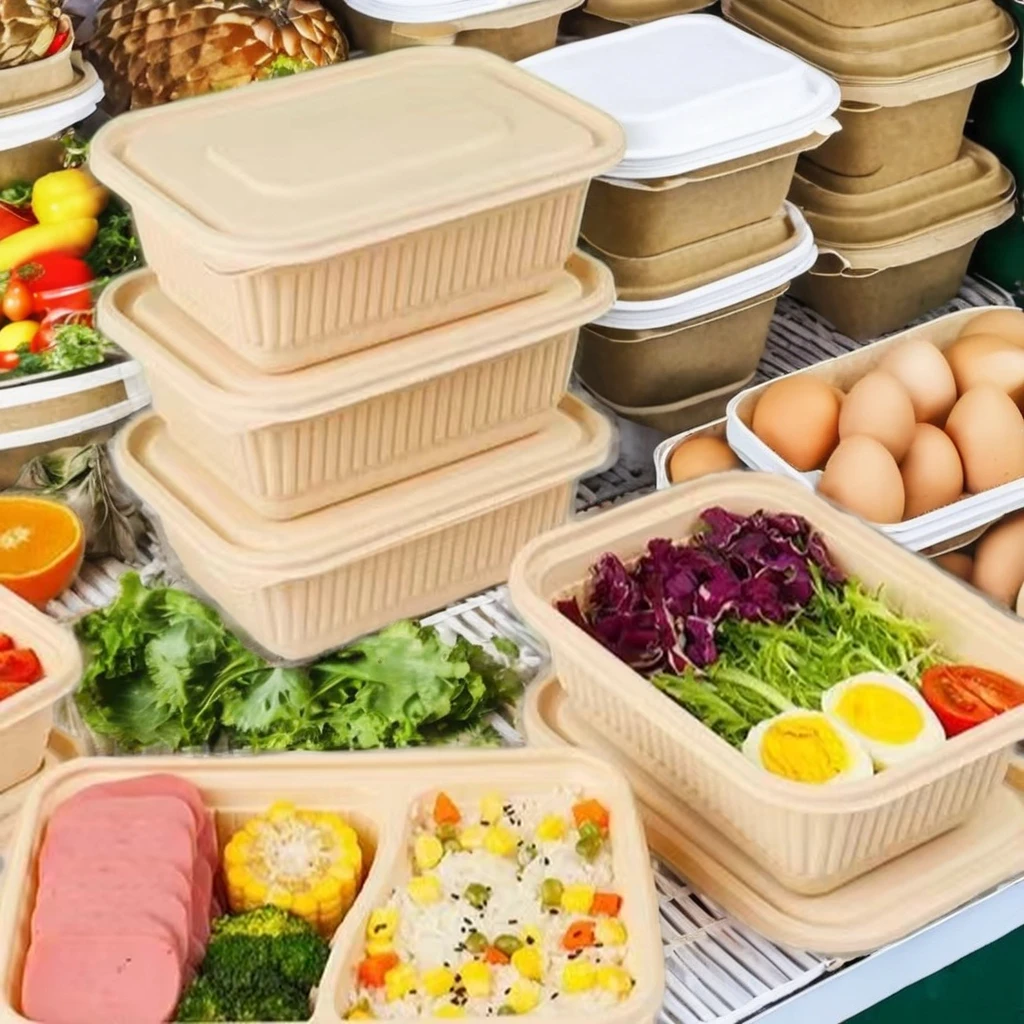 Оптовая продажа одноразовая разлагаемая кукурузная крахмальная коробка для завтрака пищевая коммерческая упаковка столовая посуда