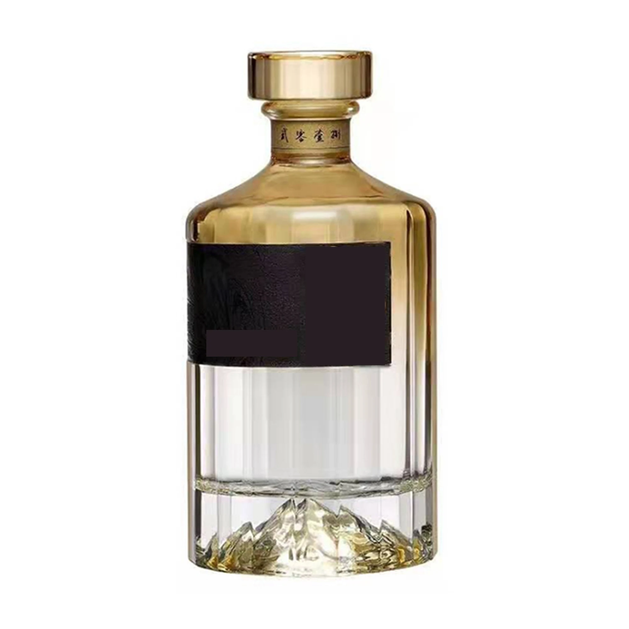 Custom Bottom Mountain 100ml 500ml 700ml 1000ml Whiskey Tequila Rum gin glass bottle with glass cap