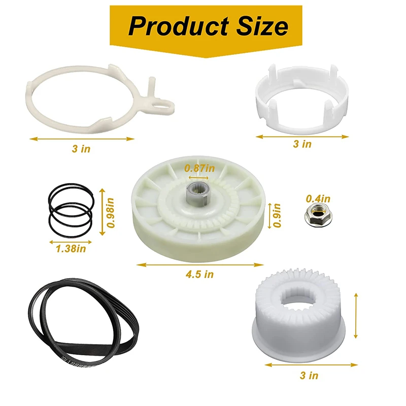 W10721967 шайба шкив муфты и W10006384 Замена приводного ремня Набор для Whirlpool
