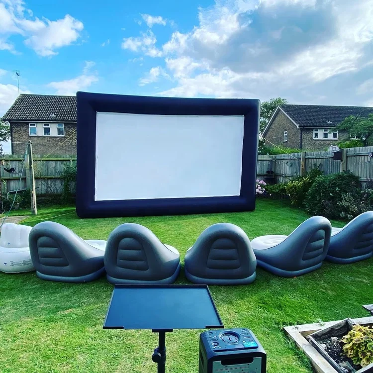 Large Inflatable Tv Movie Screen Projector Foldable Portable Outdoor Stand Yard Projector Screen Cinema With Inflatable Chair