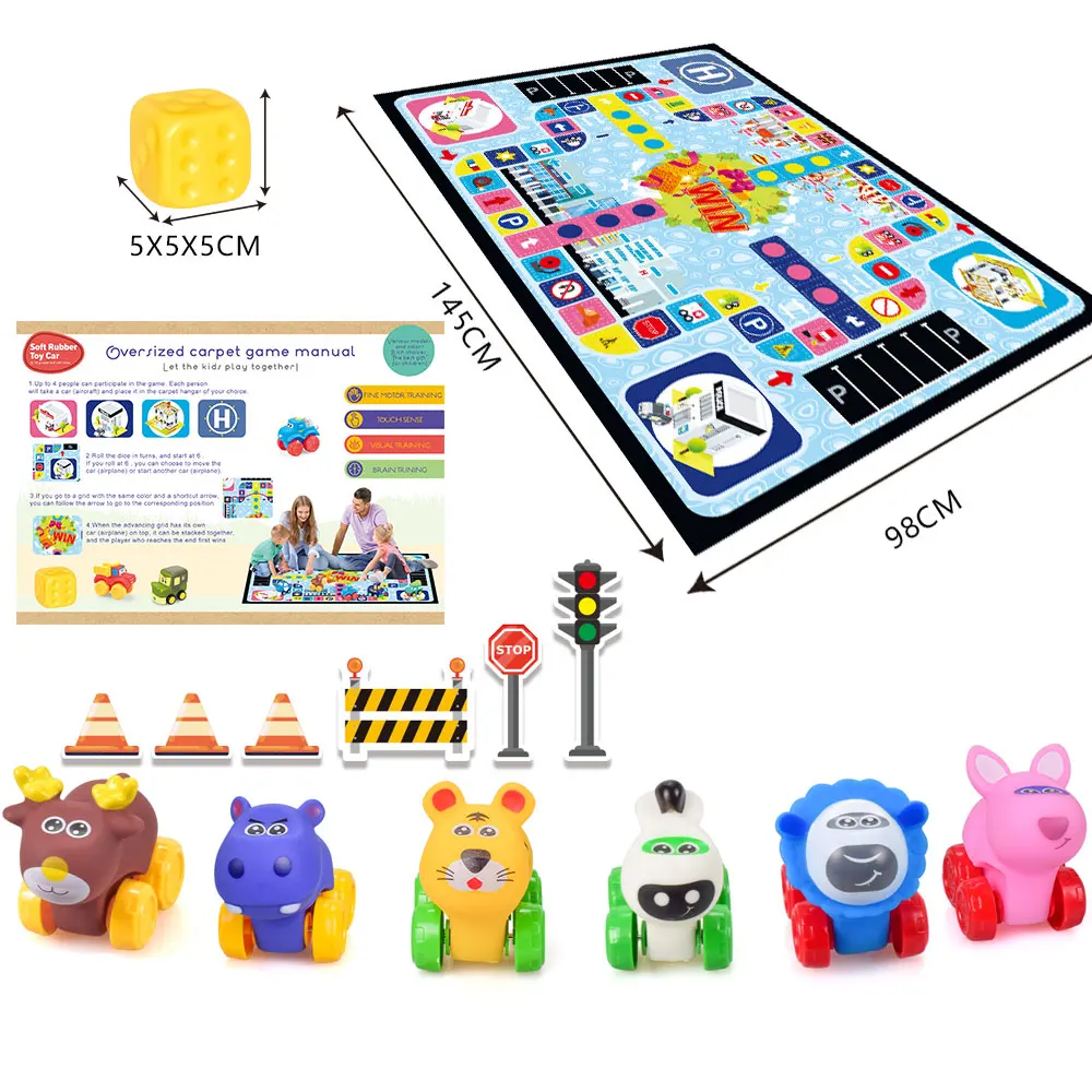 Amazon Hot Traffic Scene PVC Vinyl Toy Soft Rubber Animals Sliding Car Puzzle Mat Game Children Play Mat