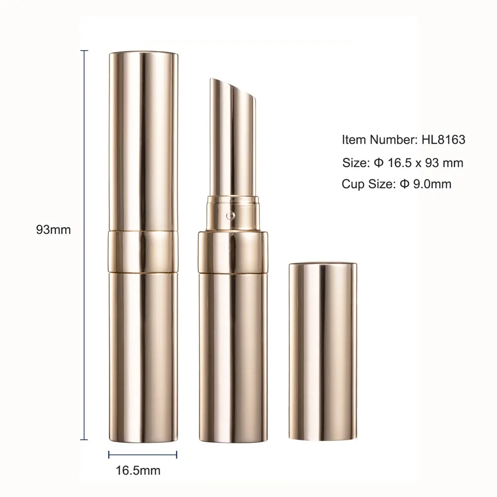 HUIHO New Style Gold Aluminum Metallic Cosmetics Packaging Lipstick Tubes Luxury Empty Lipstick Container
