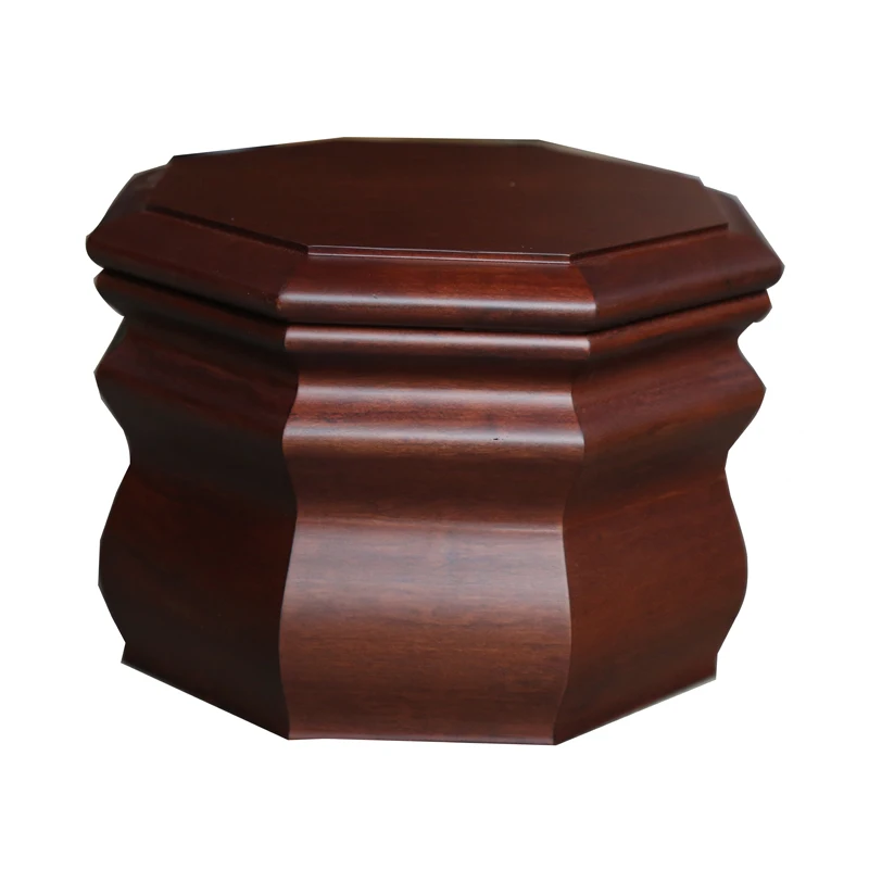 
Factory custom hexagon design cherry solid wood cremation urns 