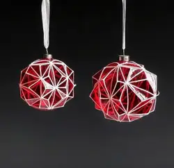 New Product Different Shaped Handmade Christmas Tree Decor Hanging Ornaments Red Glass Ball Crafts