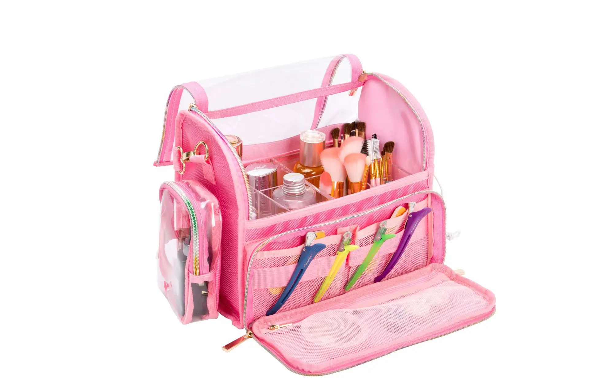 2023 New Pink Waterproof Cosmetic Holder Organizer Bag Cosmetic Brush Makeup Bag Beauty Case
