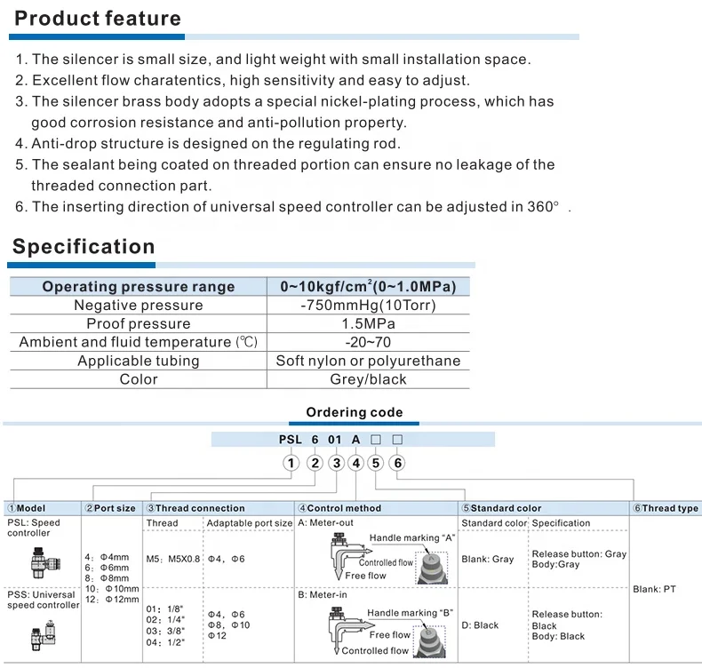 AIRTAC Brand L Type Air Flow Control Valve Cylinder Speed Control Connector