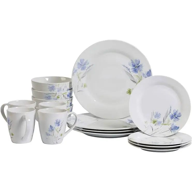 Cute strawberry pattern ceramic tableware set high quality ceramic dinner set of 16 pieces