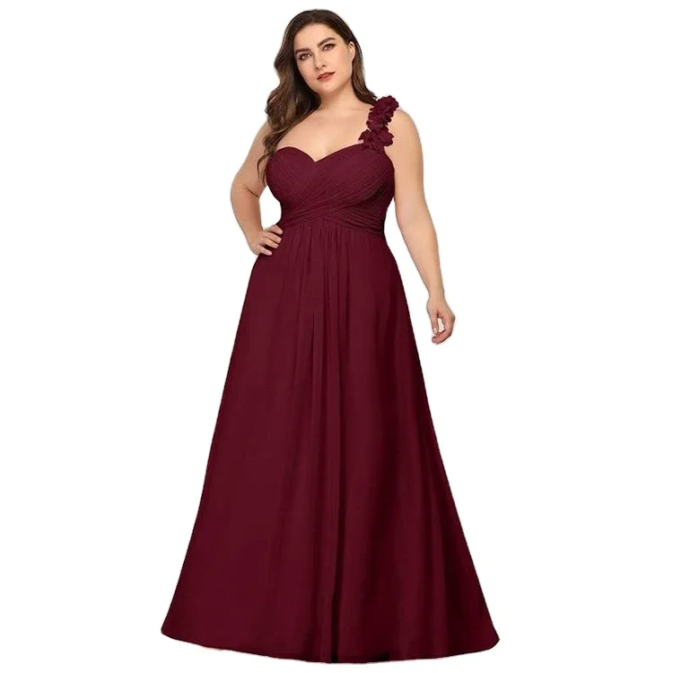 High Quality One Shoulder Prom Evening Dresses for Bridesmaids big flower evening dresses plus size evening dress