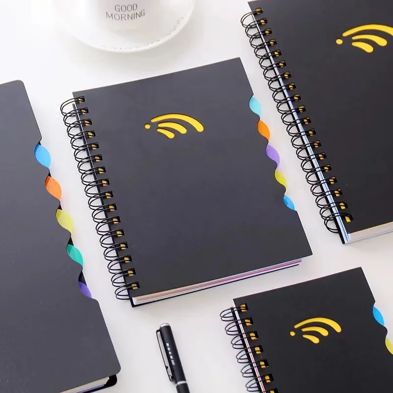 A4 B5 A5 A6 factory  Wholesale African  Colorful 5 Subject PP Cover Spiral Notebook with Dividers