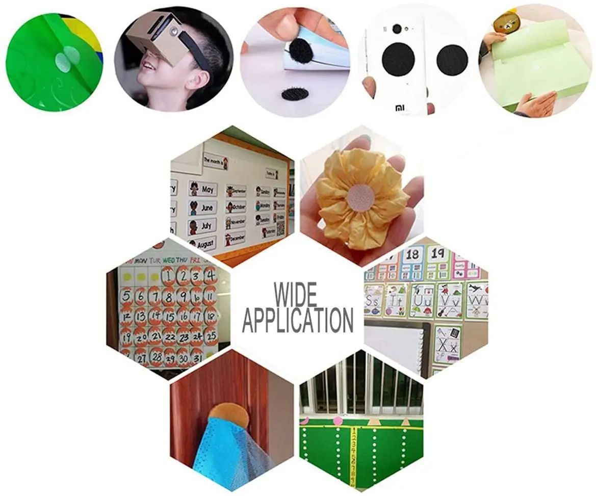 High quality 30 mm round adhesive hook and loop tape fastener hook loop dots