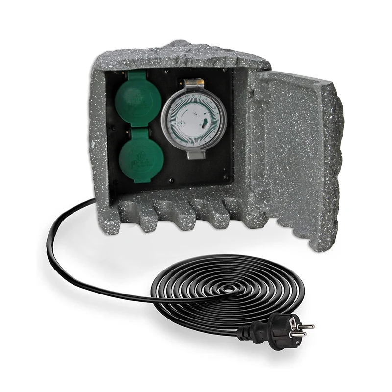 Howlighting Power Socket Station Column Stone-like Ip44 Waterproof Outdoor Electrical Outlet Garden Sockets With Timer