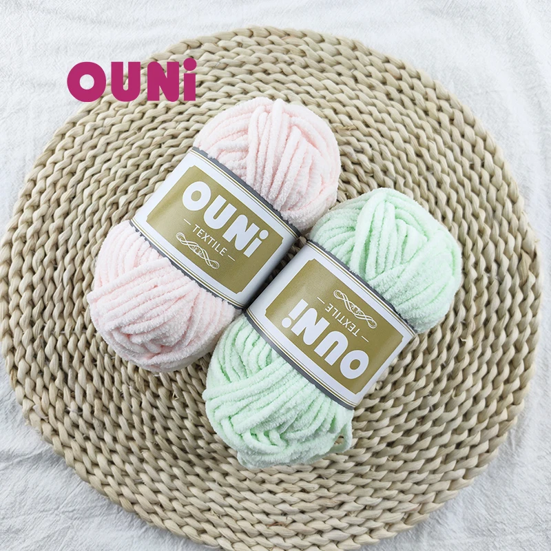 Various Colors  bag crochet yarn Soft Hand Knitting Baby Yarn 100% polyester chenille yarn 100g for resell label design