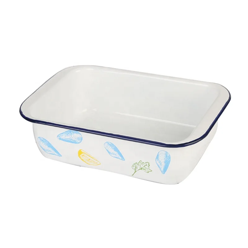 Oven / microwave use enamel baking bread pan baked pastry cake baking pan white color baking pans for cakes nonstick