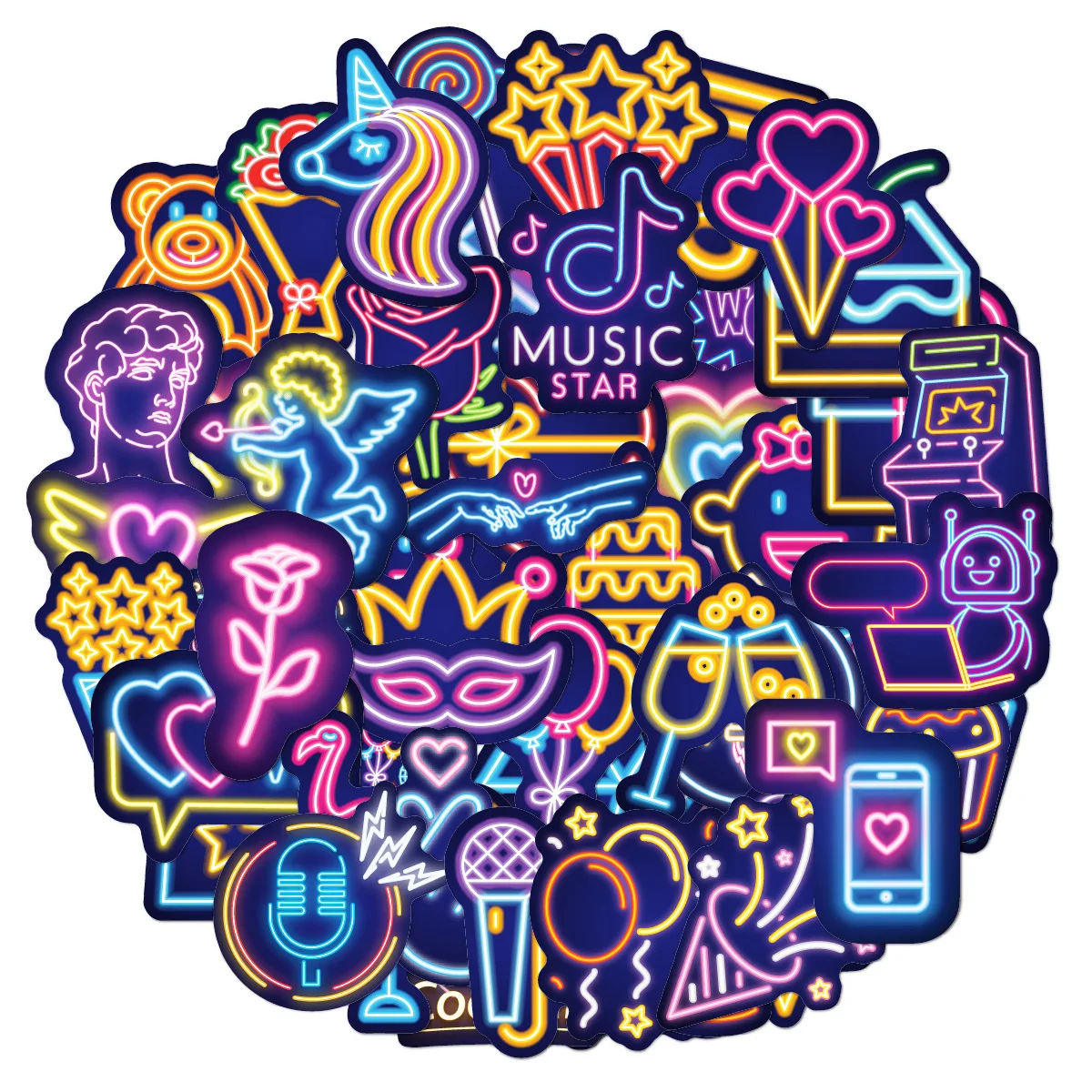 Neon sticker Graffiti motorcycle helmets bumper decor luggage sticker waterproof cute light color pattern vinyl stickers