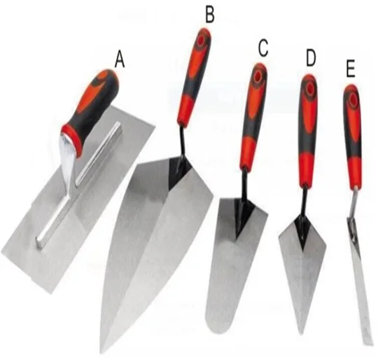 5pcs set construction tools polished blade marshalltown bricklaying trowels plastering trowel set Handle Material Plastic Handle