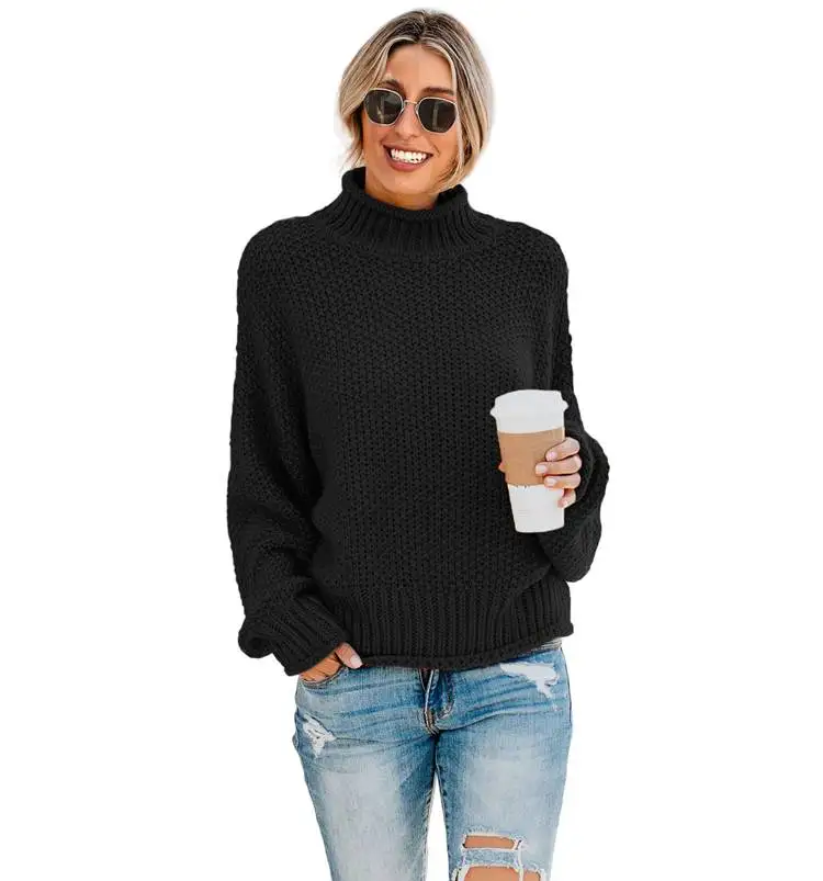 High Collar Fashion Warm Winter  Designed  Loose Sweater