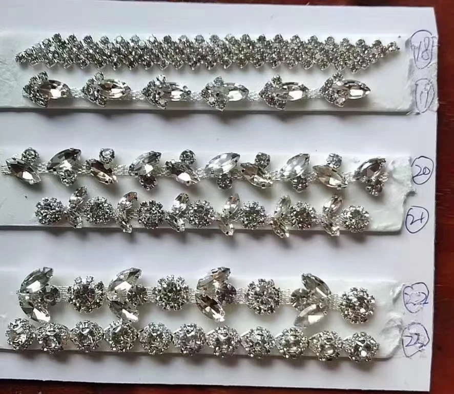 drill chain clothes trousers ornament rhinestones crystal shoe trim European American style clothing rhinestone chain