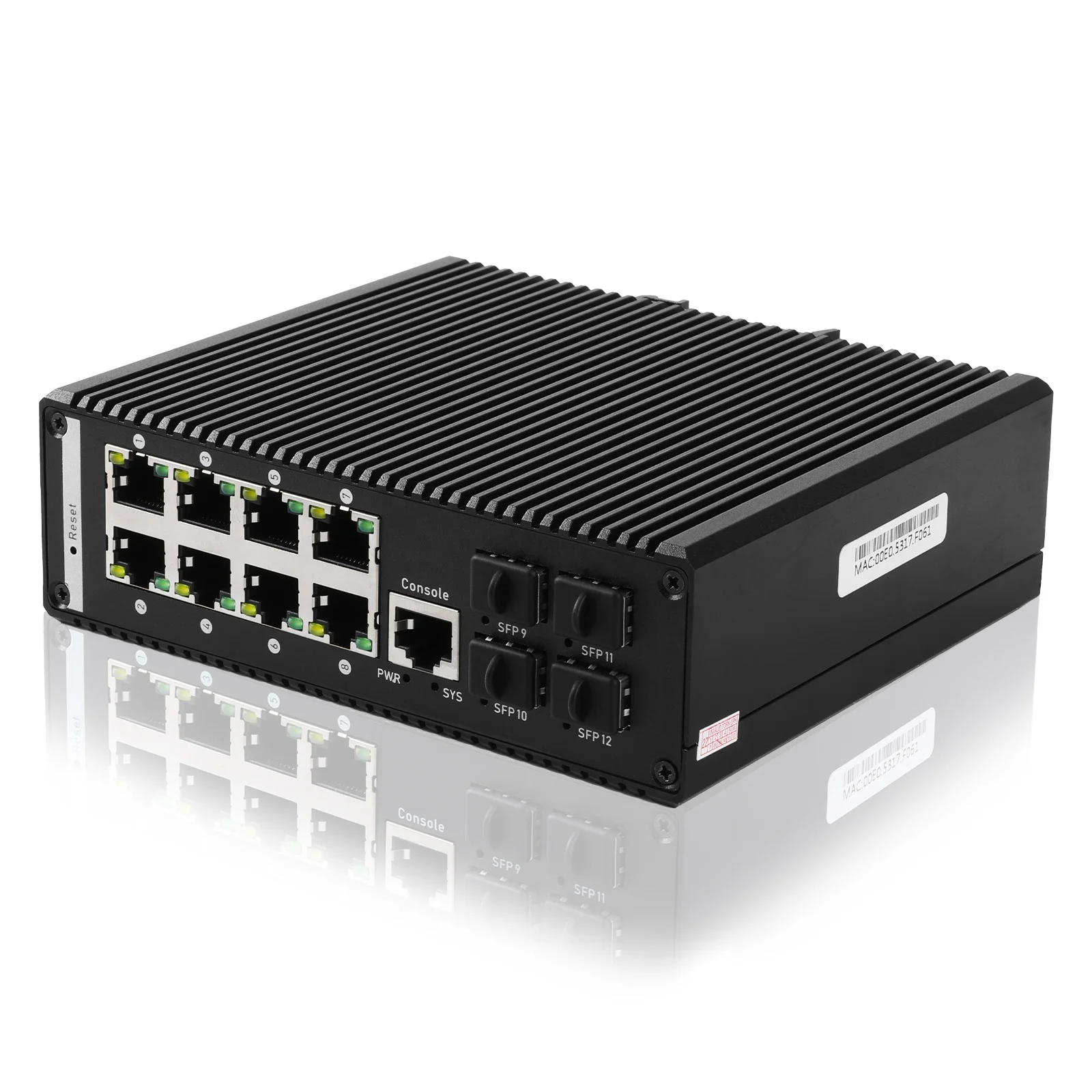 8GE 4 SFP 1 Gigabit L2 Managed Industrial PoE Switch Outdoor 6KV -103F Working 1000Mbps Industrial Core Network PoE Switch