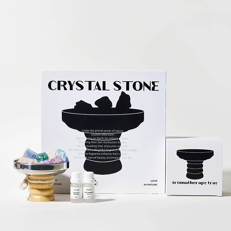 FLORESCENCE Home Decorative Color Crystal Stone Essential Oil Aromatherapy Diffuser Healing Natural Crystal Stone With Plate Cup