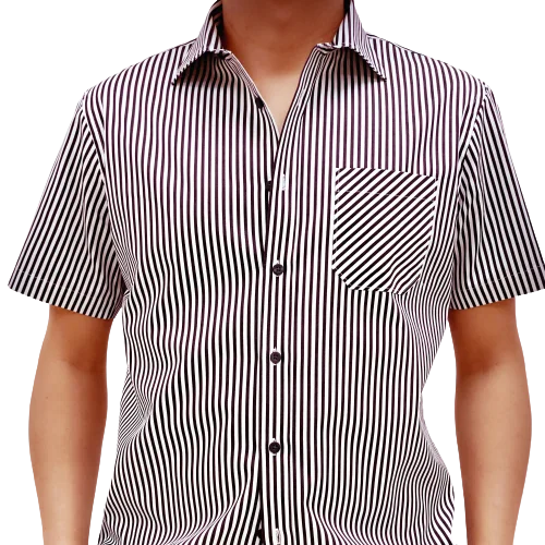 Hot Sales Popular White/Black Stripe Stand Collar Poplin Travel Shirt For Men