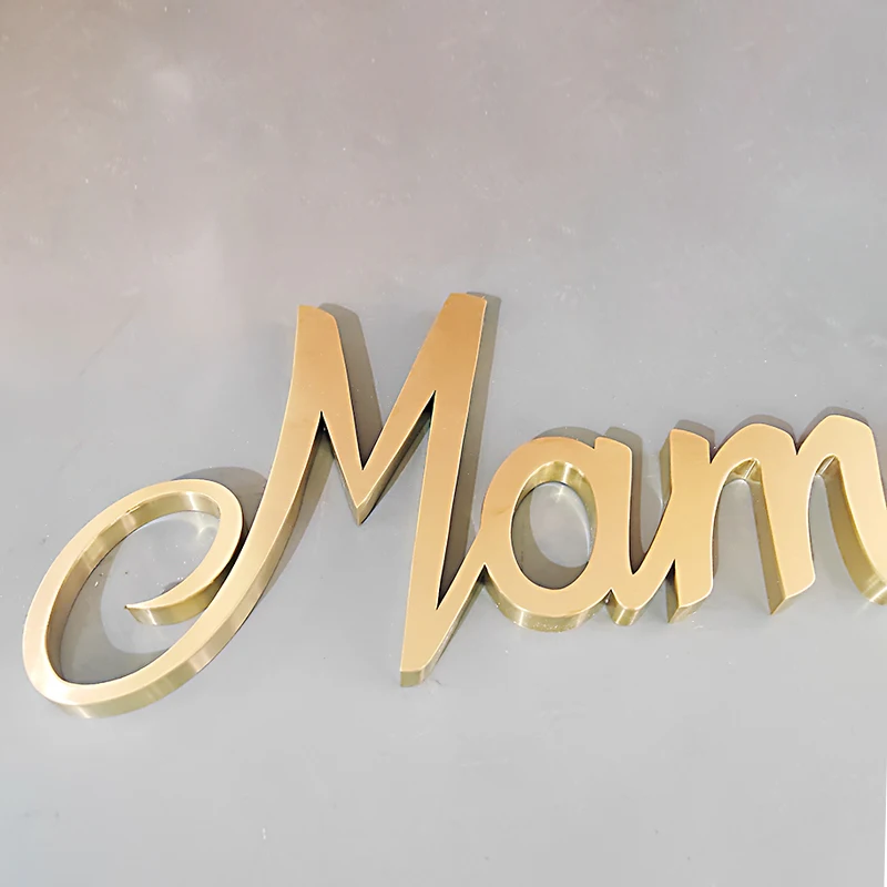 Customized gold stainless steel metal small letters Metal Monogram Signs