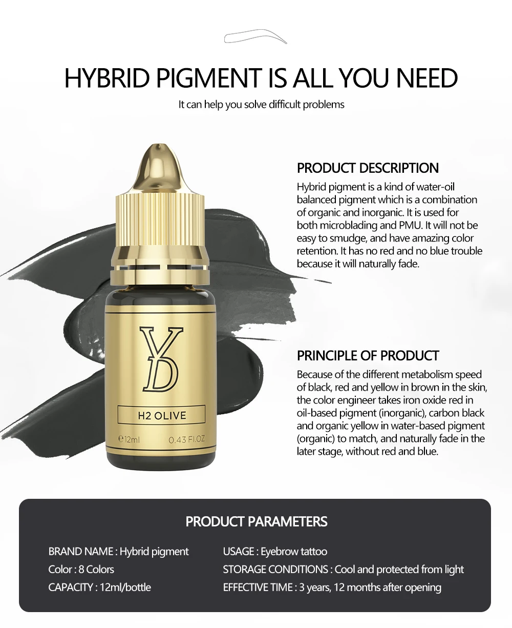 Wenshen YDPMU Hybrid Eyebrow Tattoo Ink for Microblading Natural Fade No Blue Issues