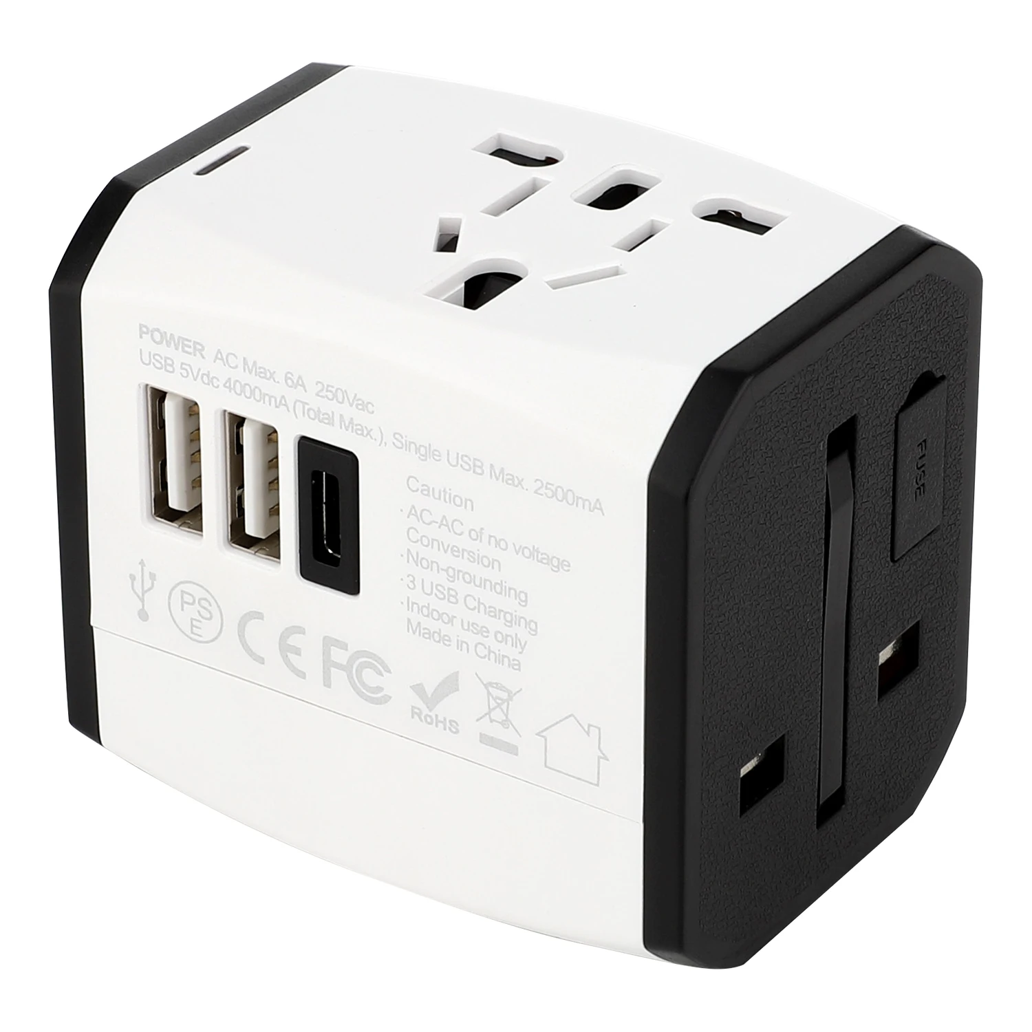 Newest technology Electrical Plug Socket USB Travel Adapter Worldwide Charger Type-C port 2 USB universal Adaptor