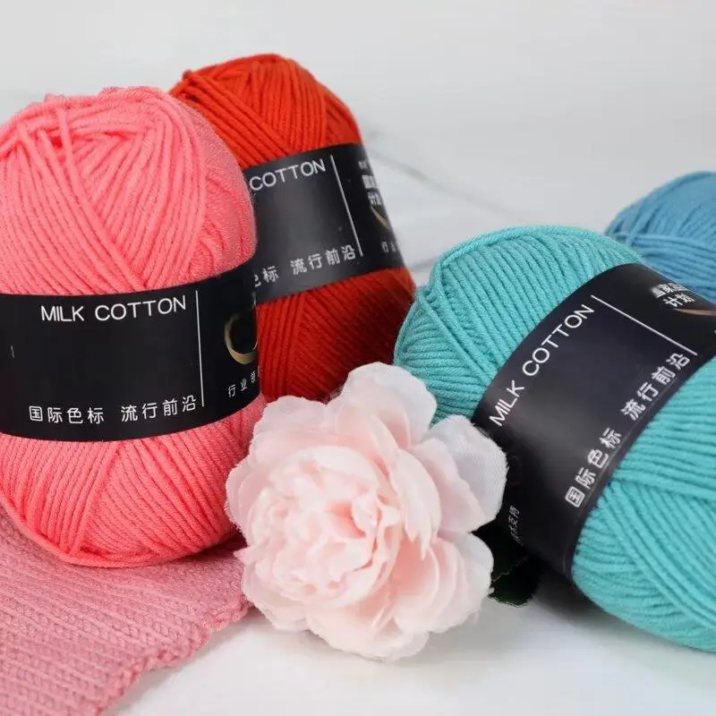 China factory wholesale hand crocheting 3ply 4ply 5ply 8ply milk cotton yarn for doll seat cushion scarf hat