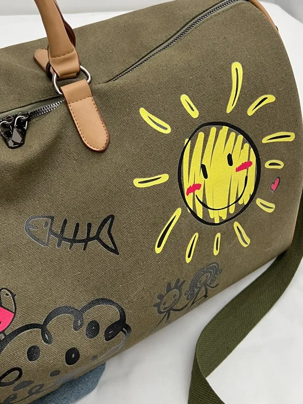 Cute fashion women canvas travel weekend multi functional men sports cheap duffle gym bag