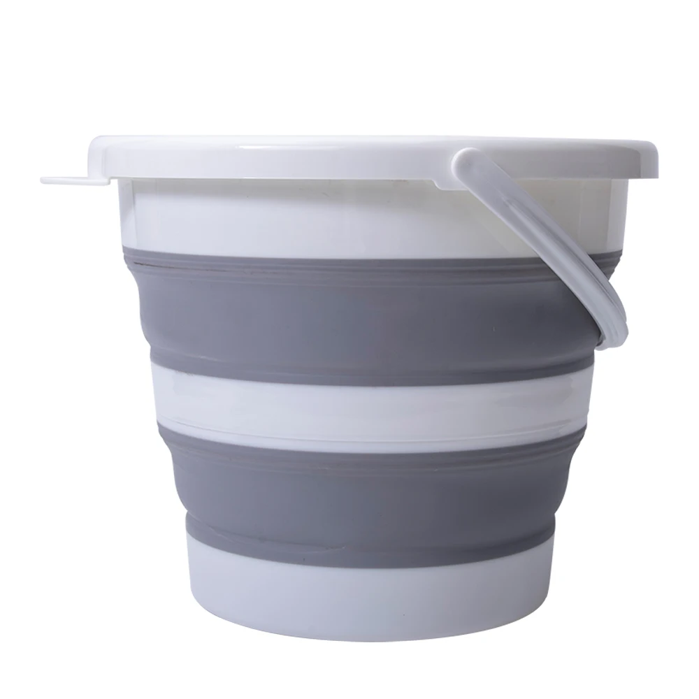 Collapsible Bucket 10L 2.6 Gallon Cleaning Bucket Mop Bucket Grey